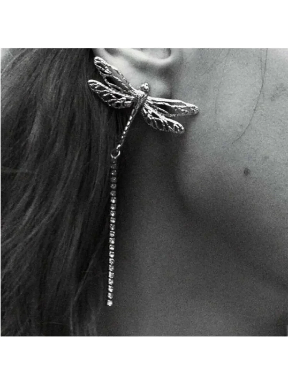 Zara Silver Dragonfly Drop Earrings (3009) NWOT